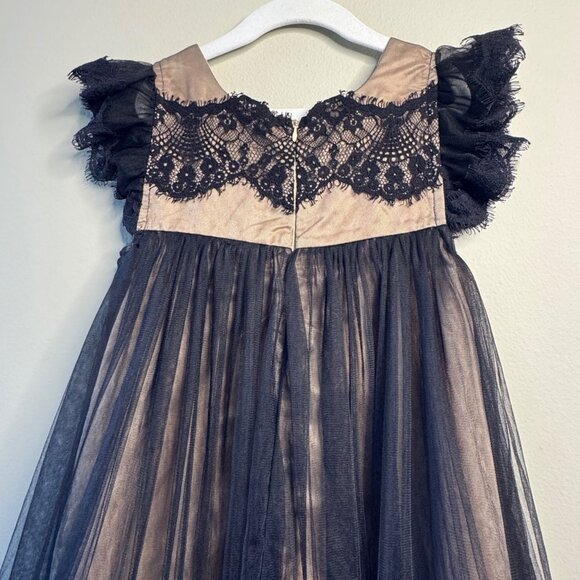 TRISH SCULLY Adriana Dress Girls 8 Black Lace Gown Elegant Formal Babydoll Tea - Picture 4 of 9